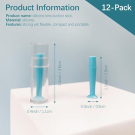 12-Pack Silicone Hard Contact Lens Remover Tools – Hard Scleral Lens Applicator with Suction Cup Grip(Blue)