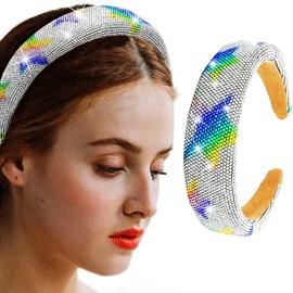 Sinalty Silver Rhinestone Headbands Crystal Diamond Bling Headband Velvet Padded Wide Hairbands Fashion Party Prom Hair Accessories for Women and Girls (Stylish)