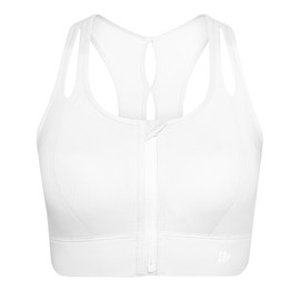 Yvette Womens Sports Bras High Impact Front Zipper Sports Bra for Large Bust Full Support Racerback Workout Running,White,Medium