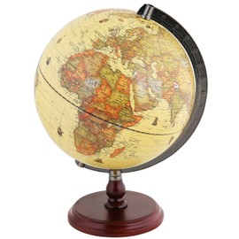 Exerz 10" Antique Globe With A Wood Base - Rotating World Globe - Modern Map in Vintage Colour - Diametre 10 inches