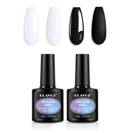 CLAVUZ Semi-Permanent Nail Polish 2pcs Black and White Gel Polish Set Semi-Permanent Gel Nails Kit by UV LED Nail Polish Gel Polish for Nails Soak Off Manicure