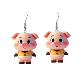 Cute Pig Dangle Drop Earrings Funny Animal Acrylic Earrings for Women Friends Jewelry (AA)