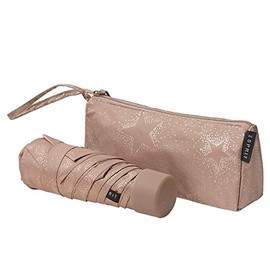 ESPRIT Ultramini Pocket Umbrella, Starburst Taupe Gray Metallic, patterned pouch umbrella