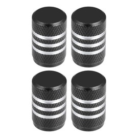 X AUTOHAUX Universal Tire Valve Stem Caps, 17mm, Aluminum Alloy, Black, 4pcs