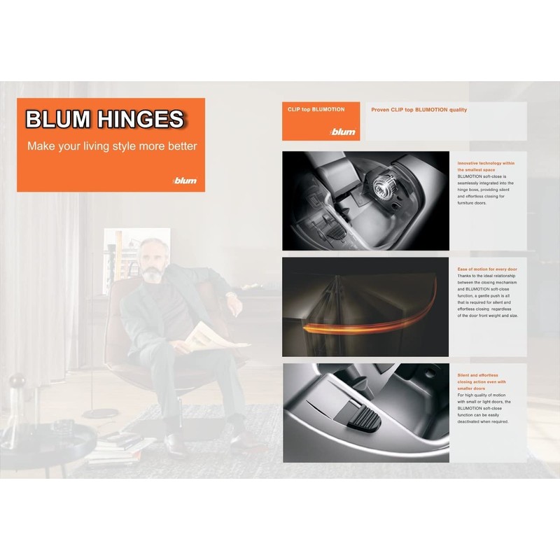 Blum 110 Degree Soft Close Hinges - Full Overlay Soft