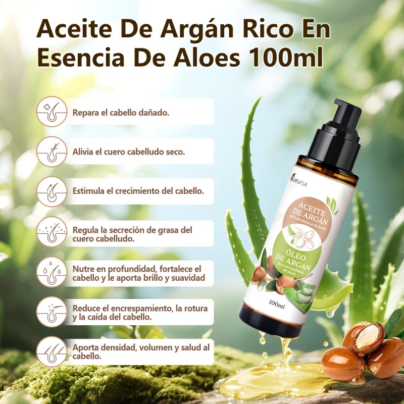 Kaisasa Aceite De Argan Aloe Vera Aceite Cabello Tratamiento