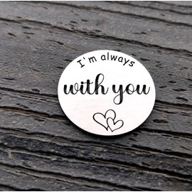 LRUIOMVE Funny Pocket Hug Token with Leather Keychain Stainless Steel Double Sided Coin Long Distance Relationship Gift for Boyfriend Girlfriend Husband Wife Anniversary Birthday Gift