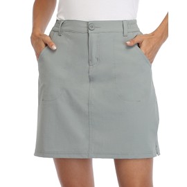 Willit Faldas Casuales de Golf para Mujer, UPF 50+, de Secado rápido, Bolsillos con Cierre para Exteriores, Senderismo, Gris, Talla XXL