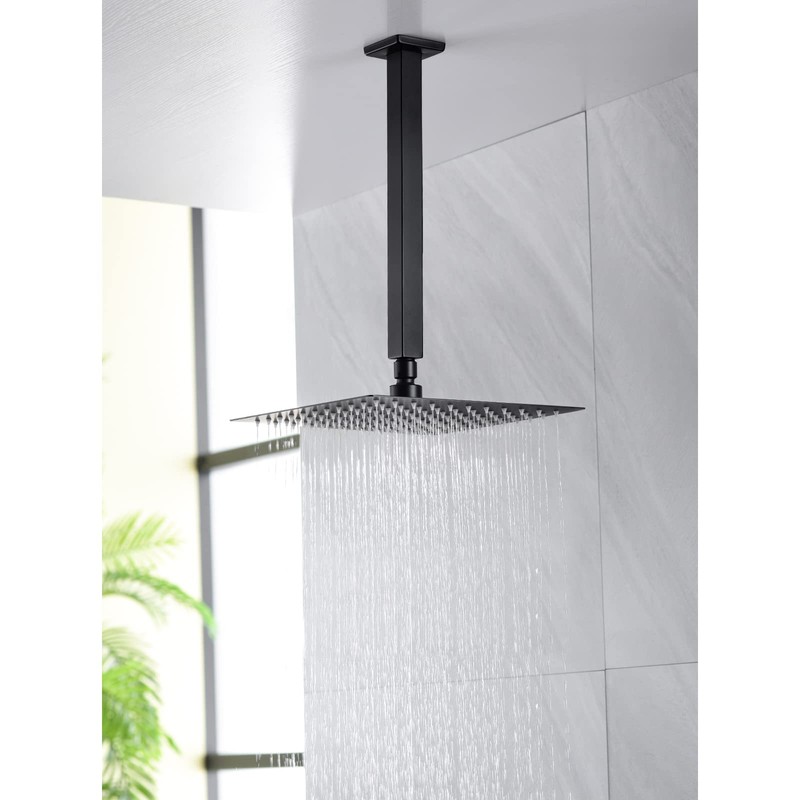 Anpean 12 Inch Square Ceiling Mounted Shower Arm and Flange,