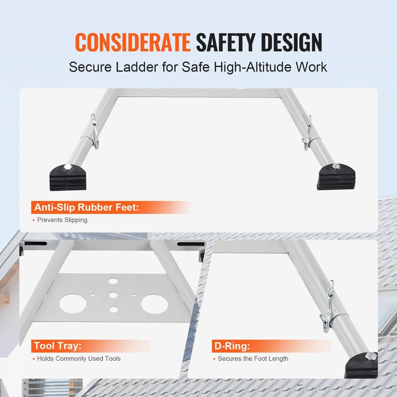 VEVOR Ladder Stabilizer, Adjustable Feet Extension Ladder Standoff, Heavy Duty