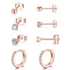 Gulicx 4Pairs Silver 14k RoseGold Plated Stud Hoop Earrings for