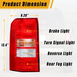 Boine Right Side Tail Light Compatible With 2008-2017 Jeep Patriot Rear Light Brake Lamps Replace 5160364AG - Bulb Included (Right Passenger Side)
