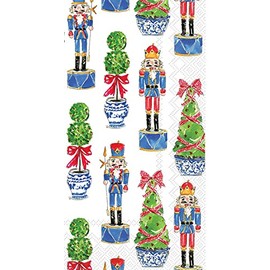 IHR Ideal Home Range Dinner Napkins Rosanne Beck Disposable 3-Ply Paper Hand Towels, 8.5" x 4.5", Nutcrackers & Topiary, 16-Count