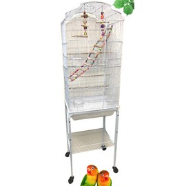 Mcage 63-Inch Large Flight Bird Cage for Cockatiel Quaker Parrot Sun Parakeet Green Cheek Conures Finch Budgie Lovebird Parrotlet Canary Finch Pet Bird Cage with Stand
