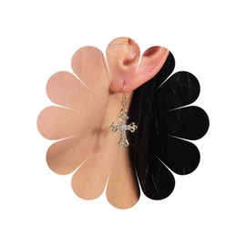 Inateannal Vintage Crystal Cross Drop Earrings Gold Rhinestone Cross Earrings Punk Cross Crucifix Dangle Earrings Cz Religious Cross Hook Earrings Jewelry for Women and Girls