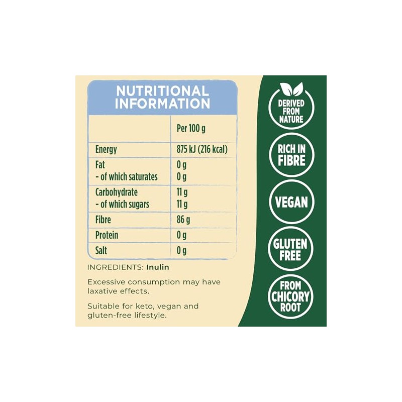 Pure Via Prebiotic Inulin Powder 1kg | Chicory Root Fibre