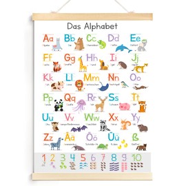ABC Poster for Children, 31 x 44 cm, Alphabet Numbers Poster for Children, Learning Poster, Children's First Day of School Gift, Wall Decoration for Children's Room, Nursery, Preschool, Primary School