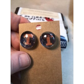 Gary Clark alphabet earrings glass cabochon men or women studs the letter T