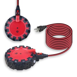 OSKOS 10-Grounded-Outlet Power Hub with Swivel Safety Cover (UL Certified), Outdoor Use, Resettable 15A Circuit Breaker, 25FT Extension Cord with Locking Outlet (ETL Listed). Combo Pack.