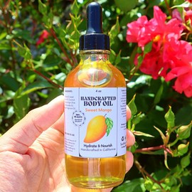 Handcrafted Sweet Mango Multi-Use Body Oil Body Care Coconut Hydrating Moisturizer Moisturizing Avocado Blend Gentle Body Care - Dropper Option: Glass Dropper