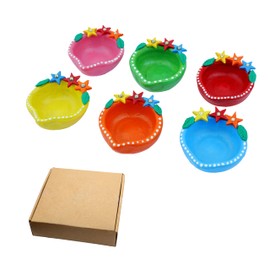 Set of 6 Clay Mitti Diya Decorative Earthen Star Designer clays oil lamp diyas for Home Office Decor Indian Traditional Home Office Decorations for Ganesha Ganpati Festival Return Gifts(Size:-1.5")
