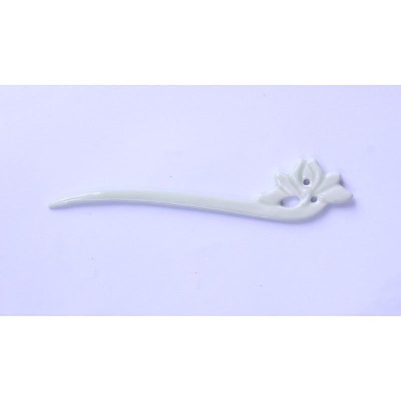 Runxuan Traditional Ceramic Hair Clip, Handmade, White Color, Hair Accessories,