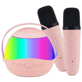 Karaoke Machine for Kids Adults,Portable Bluetooth Mini Karaoke Microphone Singing Speaker with 2 Wireless Mic and Light,Toys for All Smartphones,Birthday,Family,Home Party