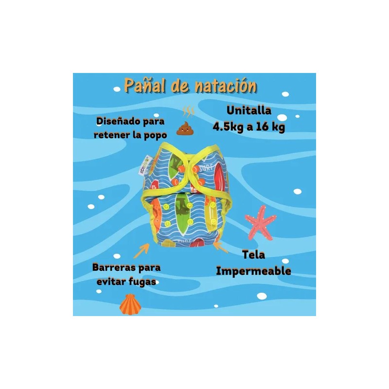 2 Pañal De Natación Unitalla Bolsa Impermeable Lisa