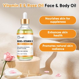 Pjordo Vitamin E Rose Oil & Gua Sha Massage Tools Set, Gua Sha Oil for Face & Body, Organic Vitamin E Oil for Moisturizing and Hydrating, Anti Aging, Spa Gifts for Him Her