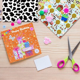 GLKTOPO Scrapbook Paper Pad, 6x6-inches Farm Animal Theme Origami Spring Pattern Cardstock Pack, Decoupage One-Side Color for Party Gift Craft Scrapbooking Kit, Collection Album Decoration - 12 Design