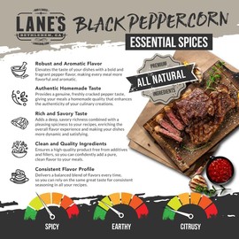 Lane's Whole Black Peppercorns, All-Natural Black Peppercorns for Grinder Refill, Black Pepper Corn Whole Spice, Made in USA, 8 Oz
