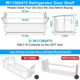[2 pack] Upgraded W11366475 Refrigerator Door Shelf Bin Compatible with Whirlpool Refrigerator Door Shelf W10728185 WRF767SDHZ WRF757SDHZ AP6888135 PS12723937 Left Side Whirlpool Fridge Door Shelves