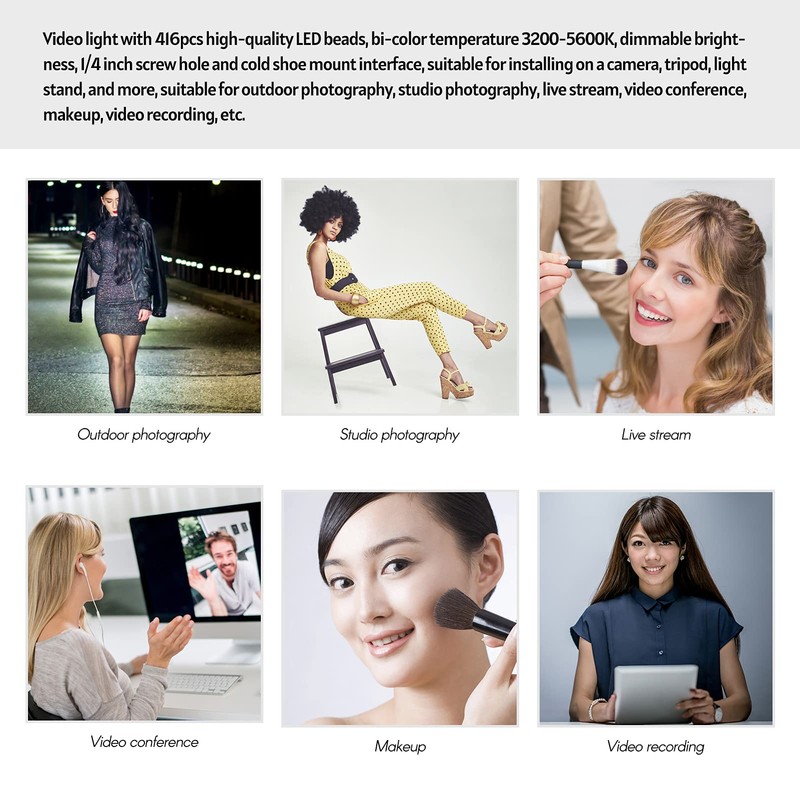 LED-416 LED Video Light Professional On-Camera Photography Light Panel 416PCS