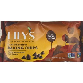 Lily's LILYS DARK CHOCOLATE STEVIA SWEETENED Premium Baking Morsel Chips 9 oz Bag