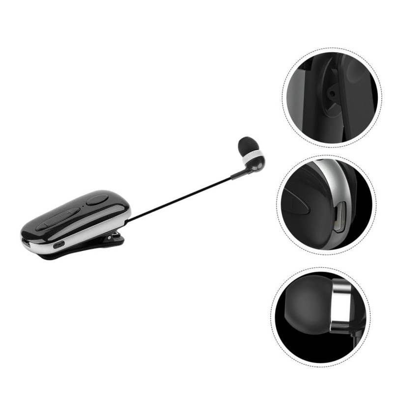 Mikinona 1 Set Retractable Wireless Earphone Clip Headset Professional Black