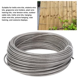 Wire Rope Kit, Clothes Line Outdoors, 66ft Multi-Use Wire Rope for Grape Vines, Clothesline Wire, Curtain Wire, 3mm Diameter