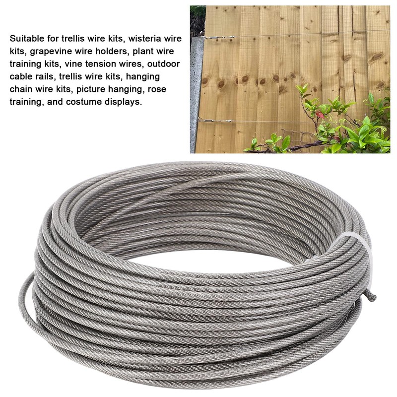 Wire Rope Kit, Clothes Line Outdoors, 66ft Multi-Use Wire Rope