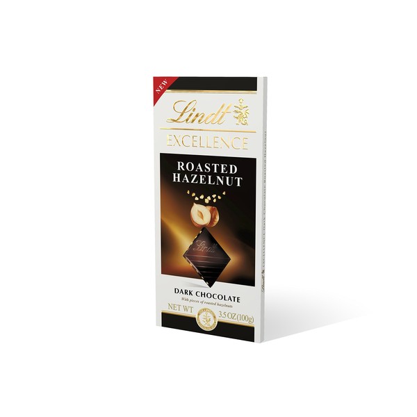 Lindt Lindor Excellence Bar, Dark Chocolate with Hazelnut, Gluten-Free, 3.5 oz,12 Count