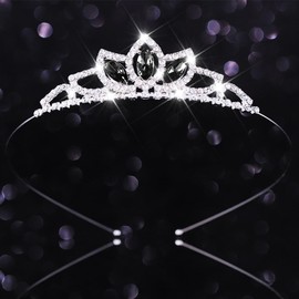 CAKURE Black Tiara Headband Rhinestone Crown and Tiaras Sparkly Hair Accessories for Women and Girls (g-black, one size)
