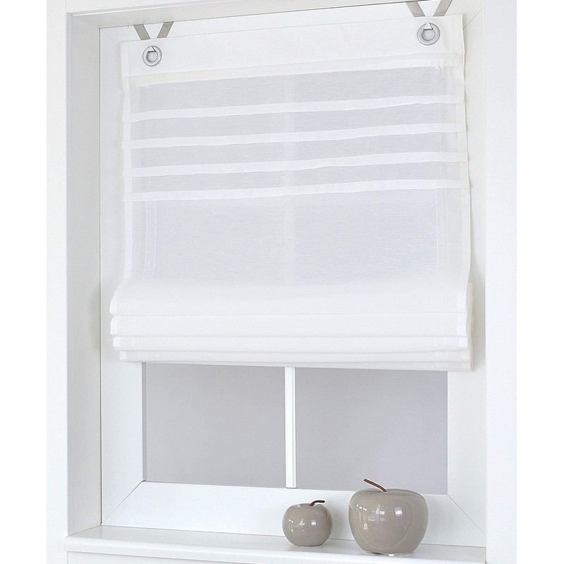 Kessy Roman Blind with Eyelet Top with Piping White, Grey,
