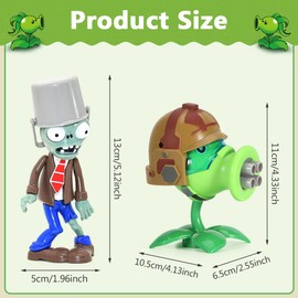 2PCS Plants and Zombies Toys Action Figures Zombies PVZ Toys Set Plants Toys PVC,Peashooter and Zombies vs Shooting Toys,Great Gifts for Kids and Fans,Birthday and Christmas Party