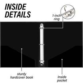 Miwasion Cute Mini 3 Ring Binder for Sturdy 1 Inch Round Rings Letter-Size Paper(5.5" x 8.5") Small Binder Organizer for School Supplies and Office Supplies (Initial Monogram-L)