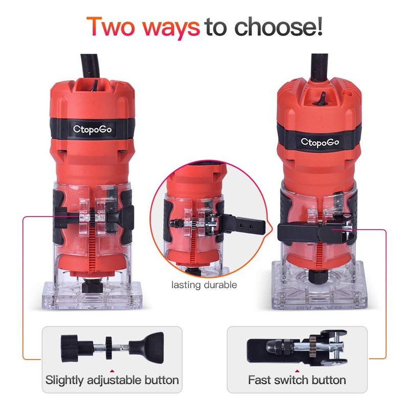 Compact Palm Router Tool, 800W Hand Wood Trimmer Router with
