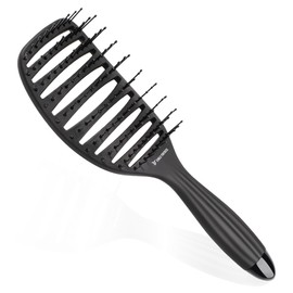 Eagle Fortress Speed Dry Hair Brush - Blowout Brush, Curly Hair Brush with Vented & Curved Design, Detangling Paddle Brush for Wet Dry Curly Thick Straight Hair, Black