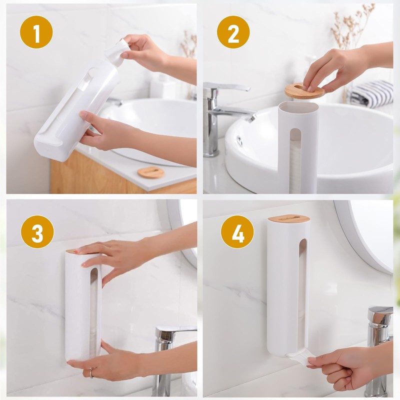 Futuhada Cotton Pads Storage, Wall Mounted Cotton Pad Dispenser with