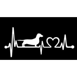 Dachshund Heartbeat Car Sticker 18 cm Wide