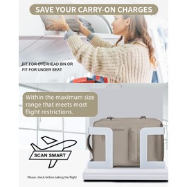 Large Travel Laptop Backpack, Expandable Flight Approved Backpack, Carry on Backpack for Women, Waterproof 17inch Laptop Hiking Backpack with Shoe Compartment, Grey Brown