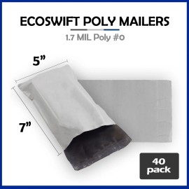 EcoSwift 40 5x6 EcoSwift Poly Mailers Plastic Envelopes Shipping Mailing Bags 1.7MIL