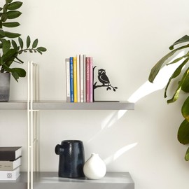 balvi Bookend Book Guard Colour Black Bookend for Bookshelf in Owl Shape Funny Access