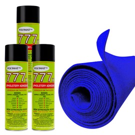 12FT x 3.75FT Blue Carpet ROLL + 3 CANS of 777 Glue for Polymat Series 35 Latex Backed Carpet